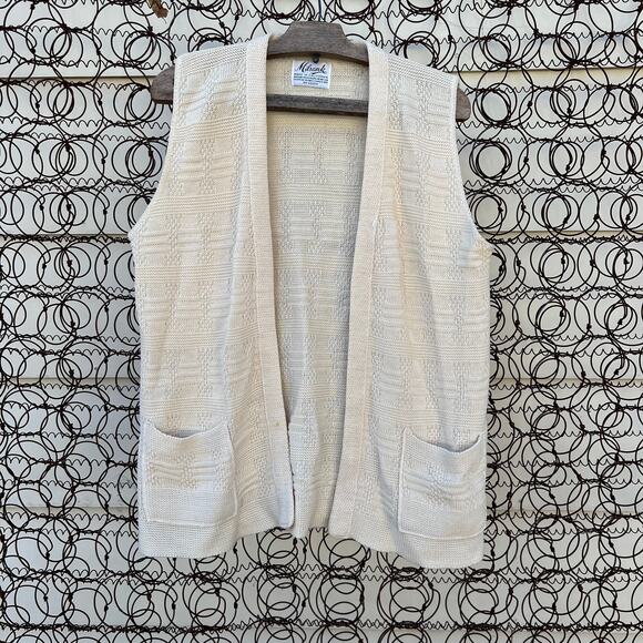 Vintage Mibrank textured knit cream sweater vest cottagecore granola - Picture 1 of 6